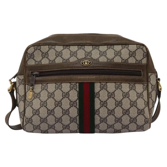 GUCCI GG Supreme Web Sherry Line Shoulder Bag PVC Beige Green Red Auth ep7185 - Picture 1 of 16
